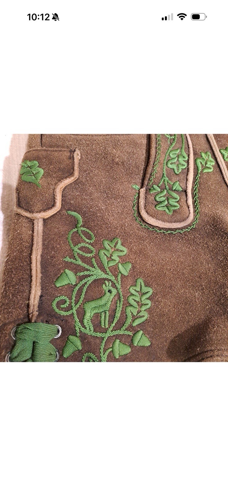 kurze Hirschlederhose sämische Gerbung handgestickt Plattler Trachtenlederhose