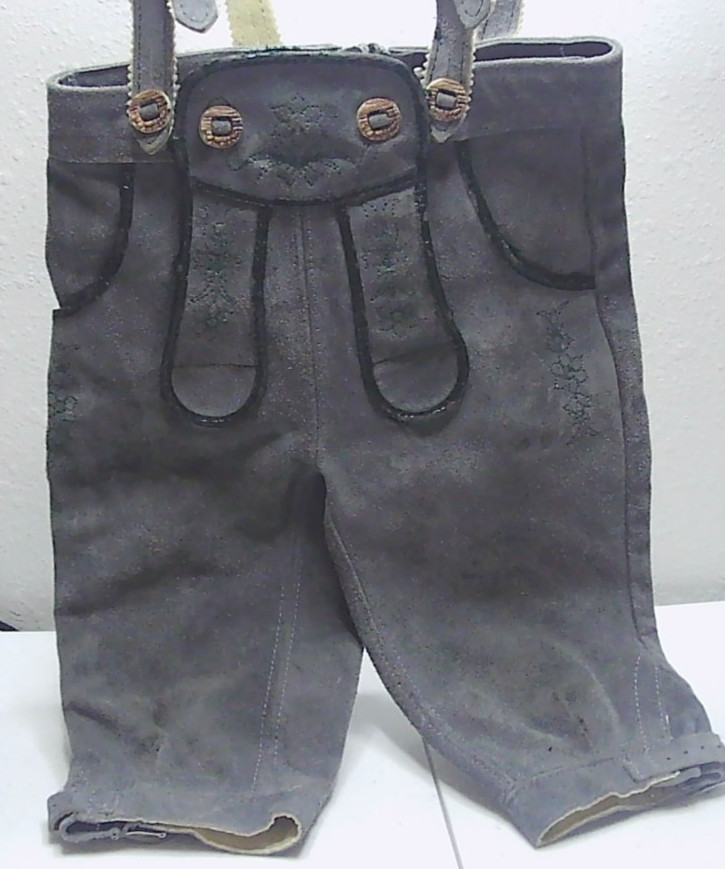 Lederhosen Vintage German Octoberfest Suede Leather Overall Button Shorts 65cm