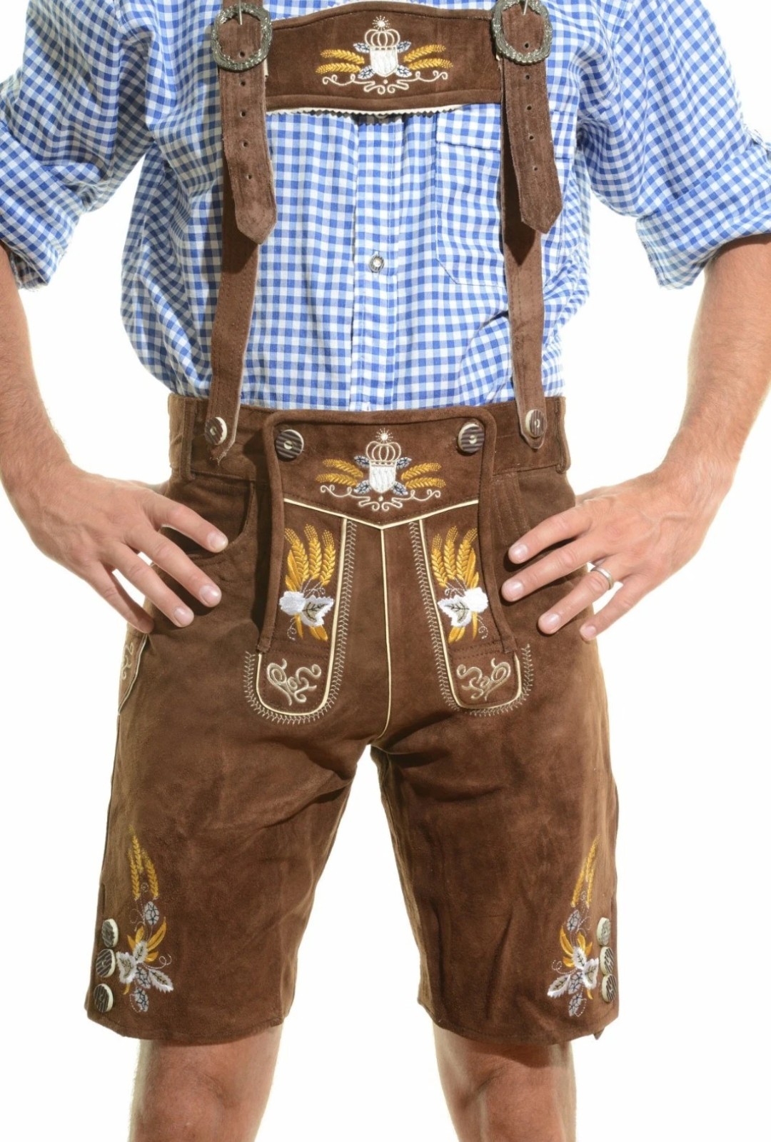 NEW Bavarian Oktoberfest Lederhosen Shorts Tracht Costume Men Women HOT All Size