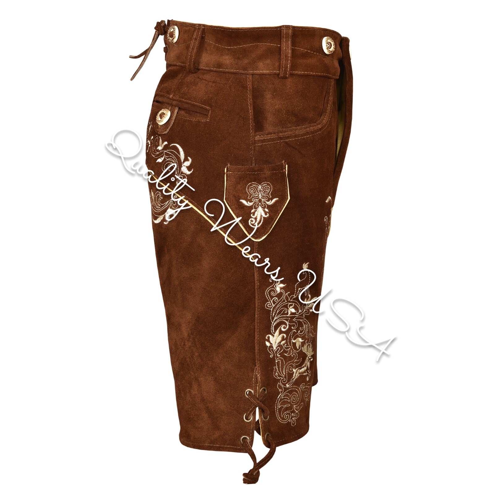 Men Oktoberfest Lederhosen- Authentic Bavarian Lederhosen-Suede Leather Trousers