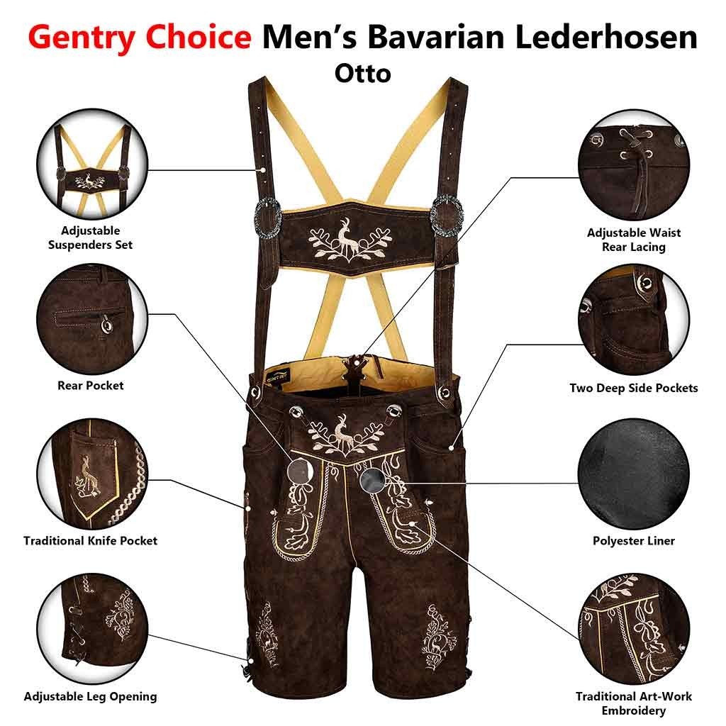 Mens Lederhosen Oktoberfest Costume Oak Deer Embroidery Bavarian Outfit Set