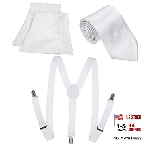 1920s Mens Christmas Costume Accessories Set Including Gangster Spats White