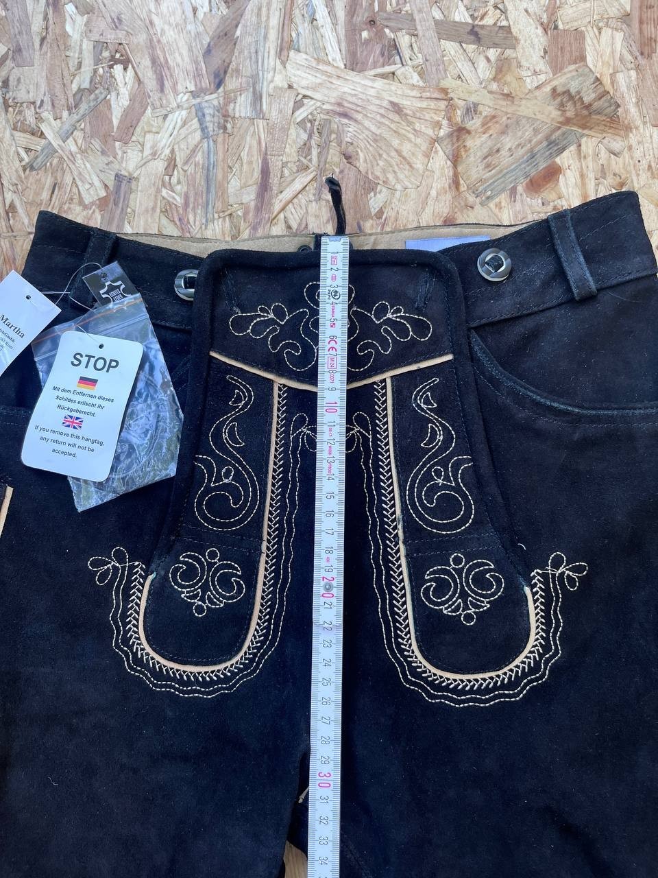 TR Martha Genuine Suede Leather Lederhosen Shorts Black Embroidered NWT Size 48