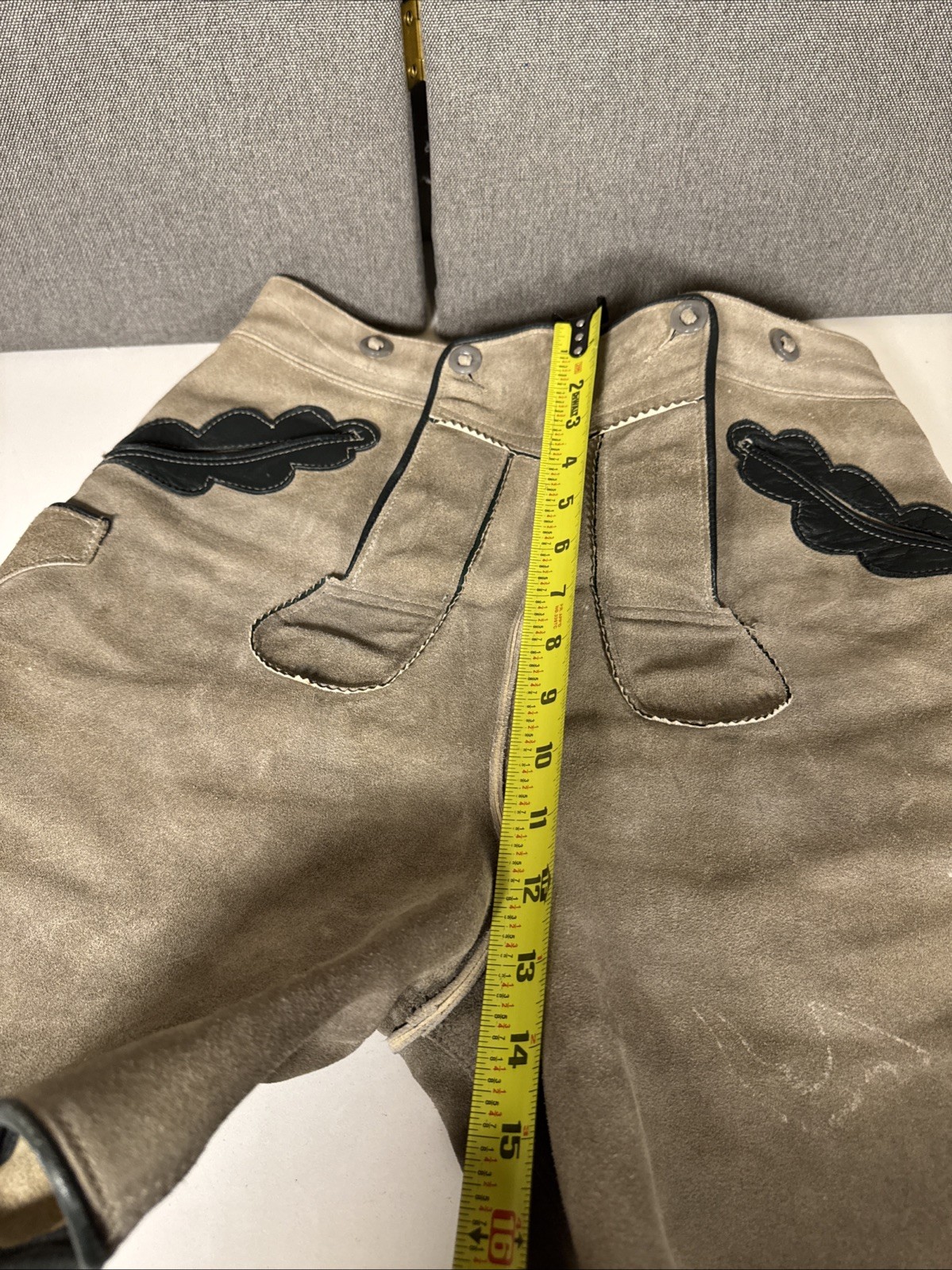 Vintage German Lederhosen Grey Suede Shorts Oktoberfest Men’s 28 Inch Waist