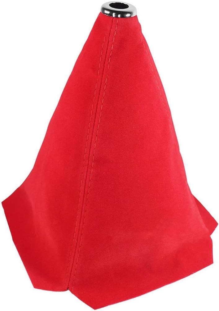 Car Shift Boot Cover, Suede Leather Shift Knob Boot Dust Cover, Red/Red