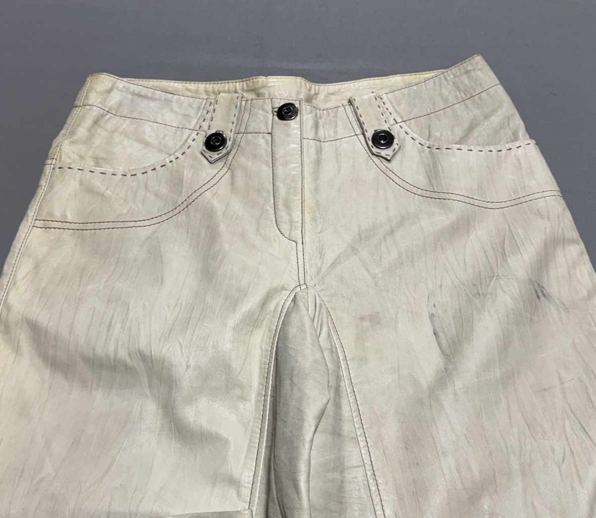 On Stage Denmark Leather Lederhosen Cream Size 38 Soft Authentic Bavarian
