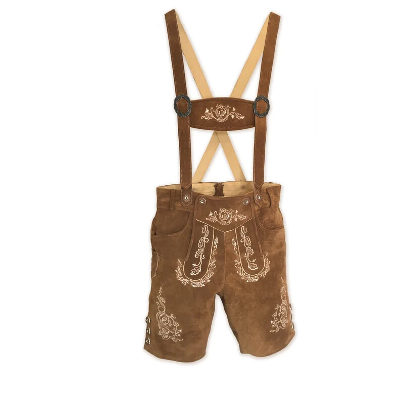 Men’s Bavarian Tratchen Lederhosen Pant German Oktoberfest Suede Leather Pants