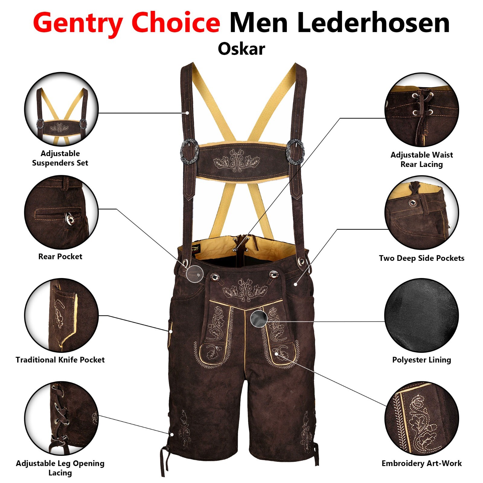 Men Suede Leather Lederhosen Oskar Bavarian Lederhosen German Oktoberfest Dress