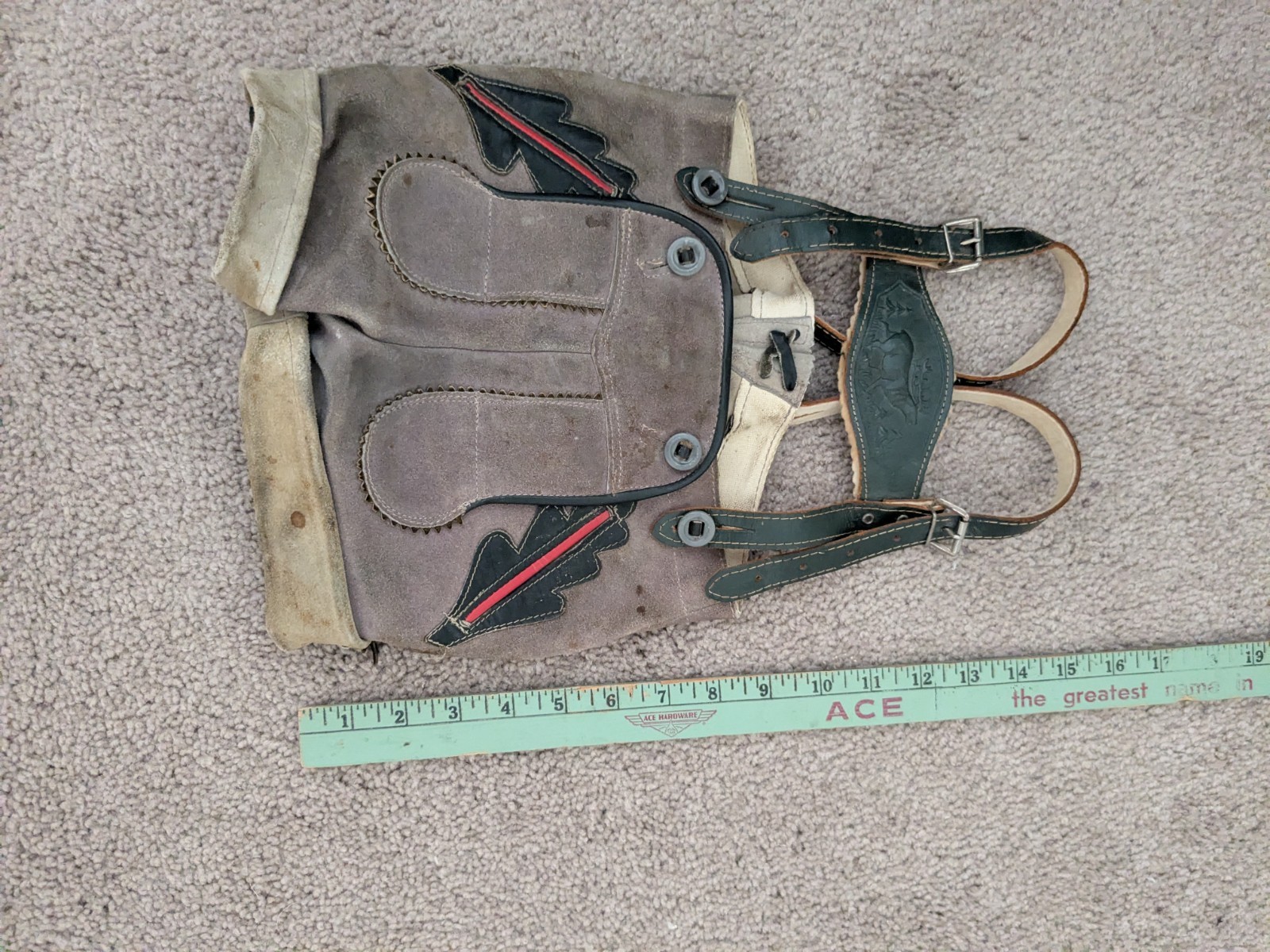 Vintage Lederhosen Kids Leather Shorts Suspenders Bavaria
