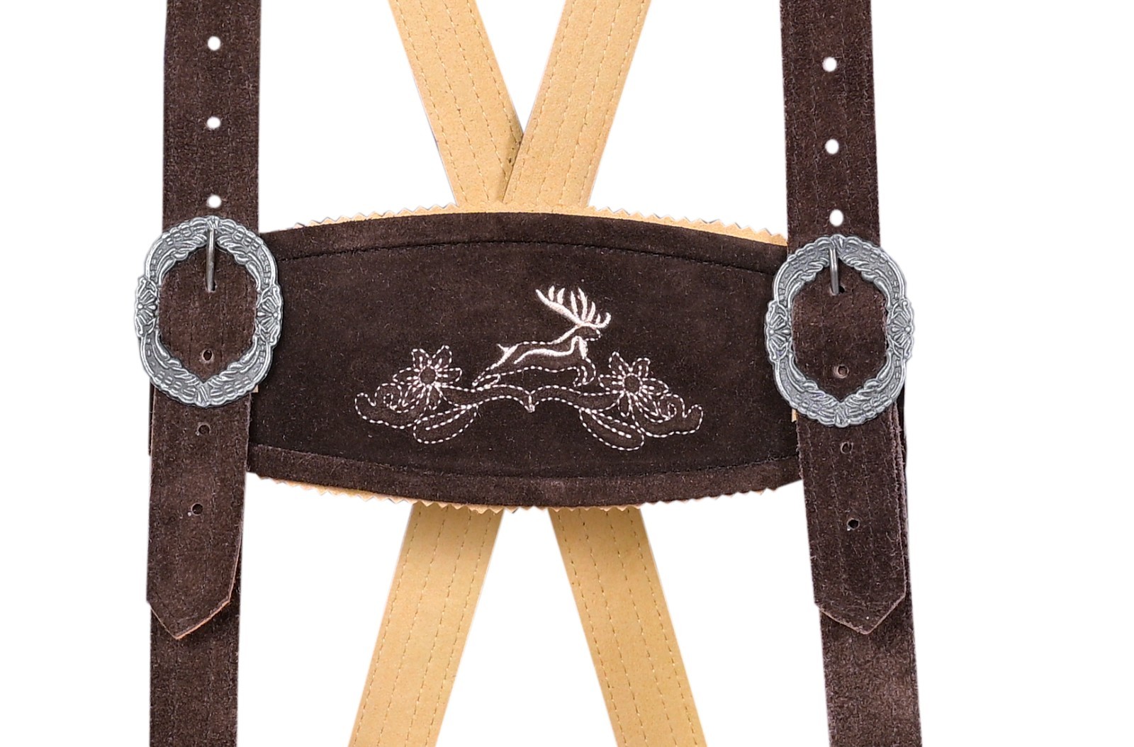 Men Traditional Leather Oktoberfest Lederhosen (Brown, Black, Gold, Med Brown)