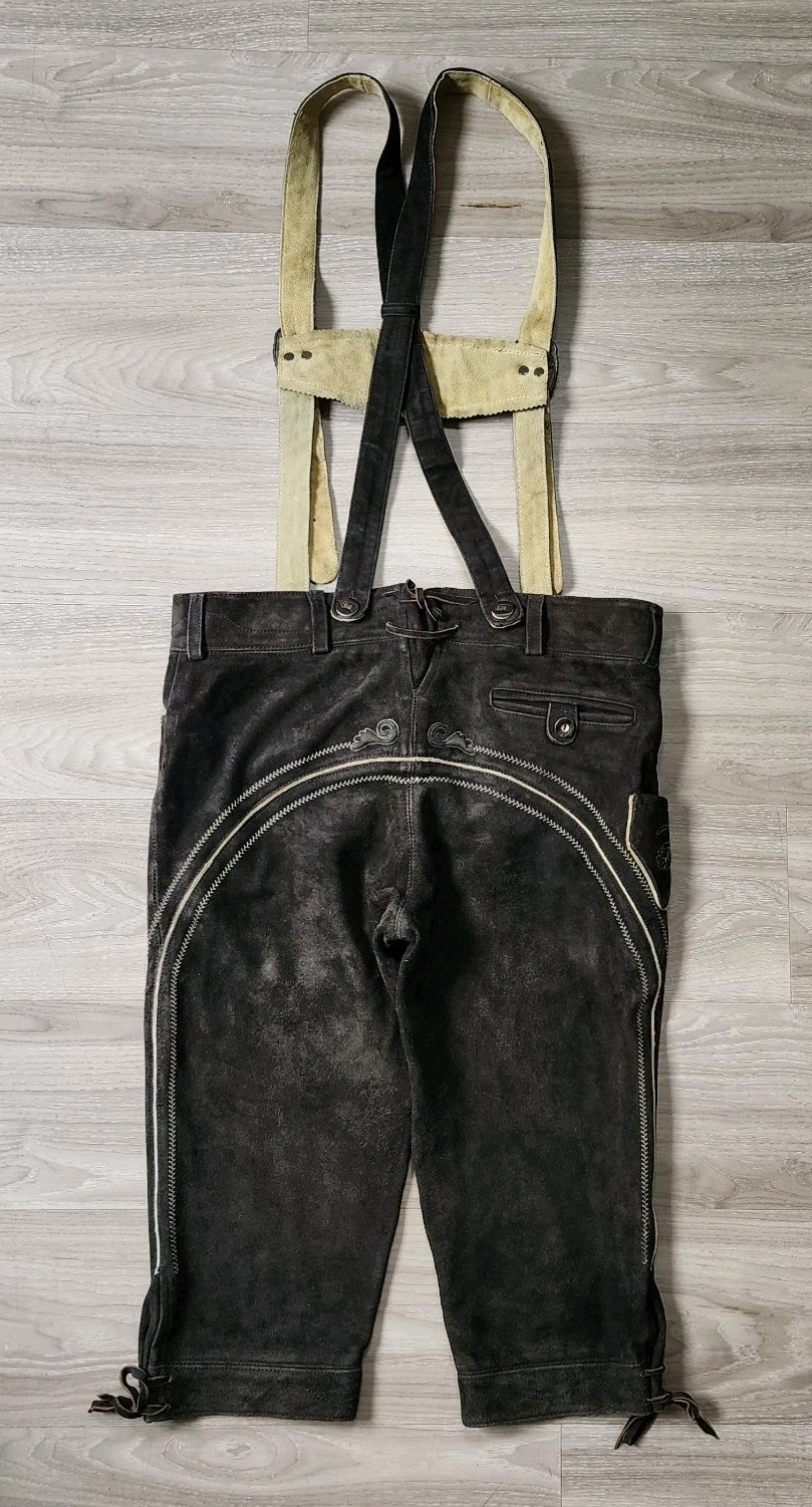Gweih & Silk Lederhosen EU 50 (Medium) Suede Knee Length Suspenders Oktoberfest