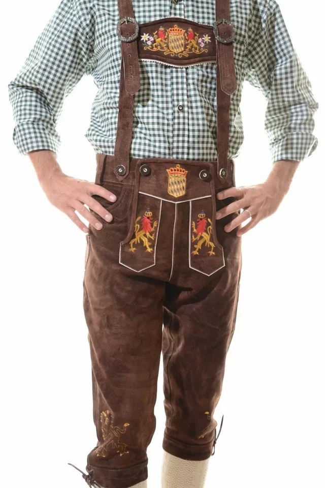 German Oktoberfest Lederhosen Costume German Outfit Tracht Bundhosen #BAYERN*