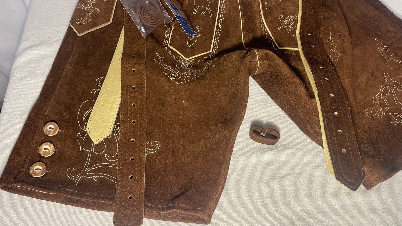 Schoneberger NWT German Lederhosen Size US36 Brown Leather Suede Short Pants NEW