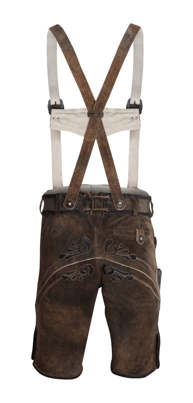 Lederhosen Men Suede Oktoberfest Short Premium Leather Antique Design Brown Fade