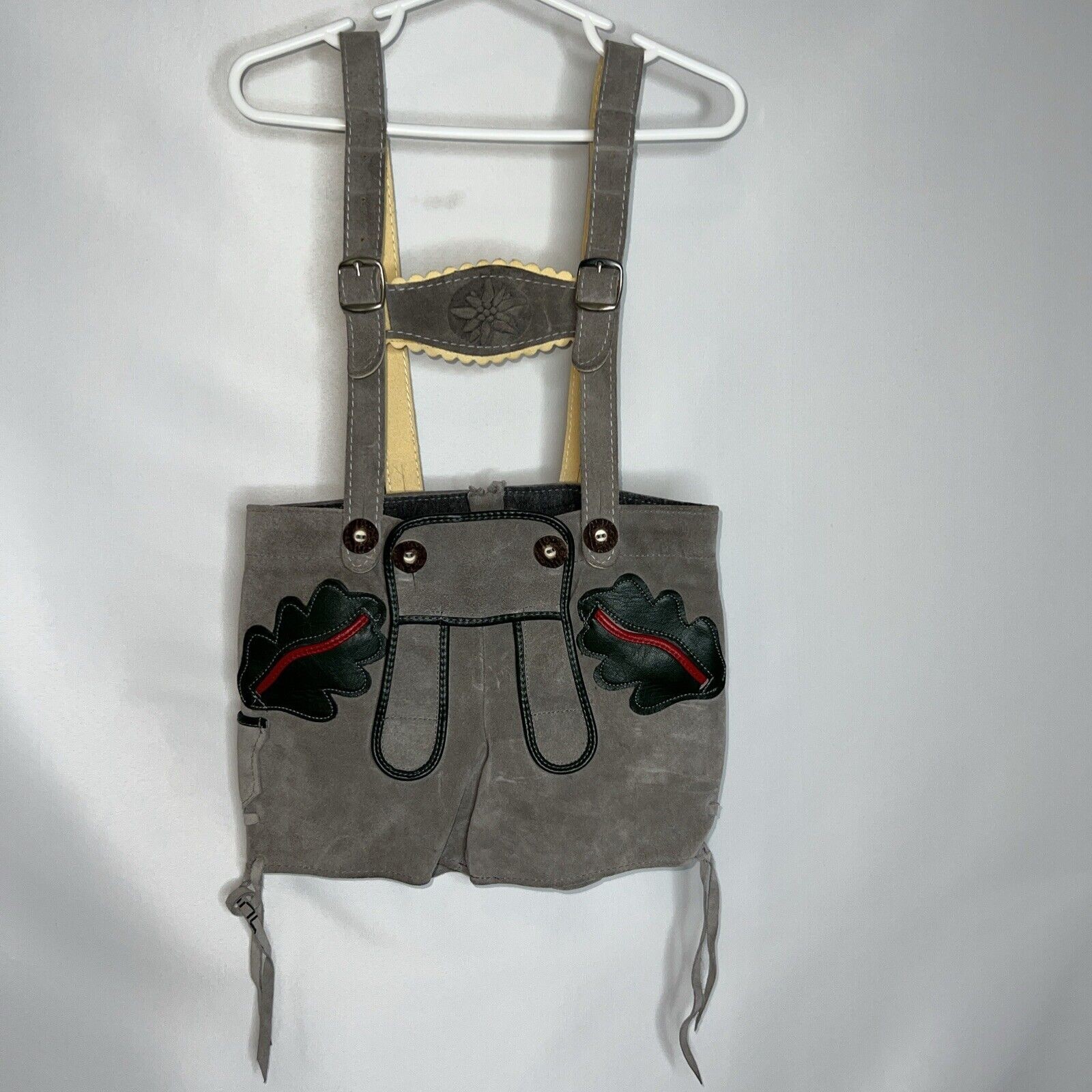 GERMAN LEDERHOSEN Childs Gray LEATHER SUEDE Trousers Oktoberfest Excellent