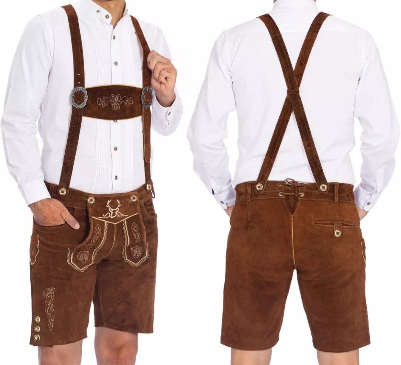 BAVARIA TRACHTEN Lederhosen Men Size US 42 Genuine Leather Authentic Oktoberfest