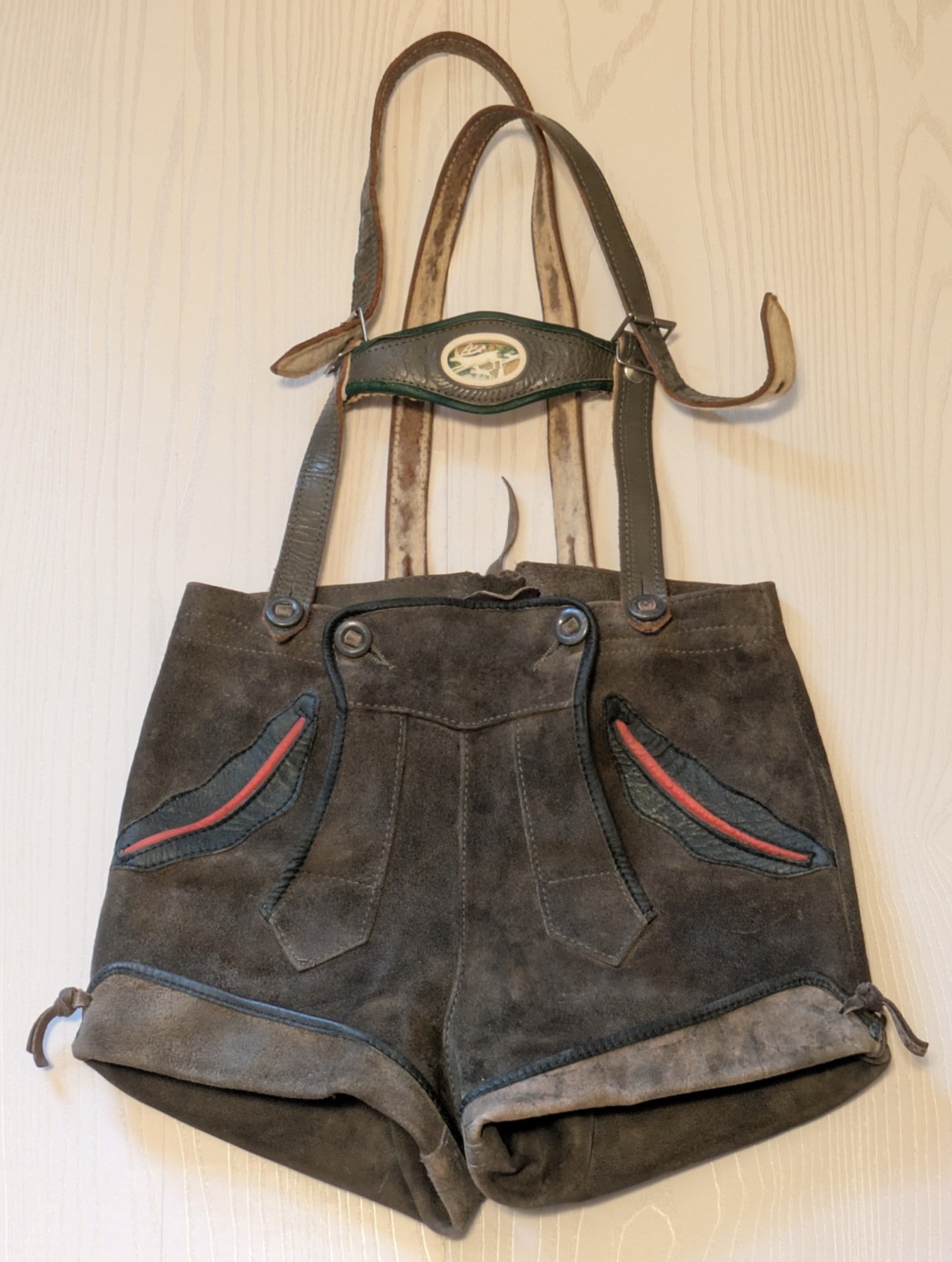 Children’s Lederhosen And Suspenders Leather/Suede Octoberfest German, Read Desc