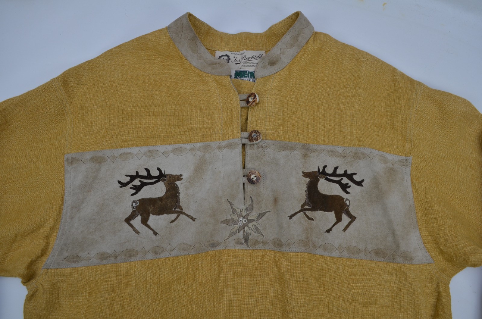 Vintage Meindl Traditional Bavarian Austrian Trachten Linen Shirt Size?