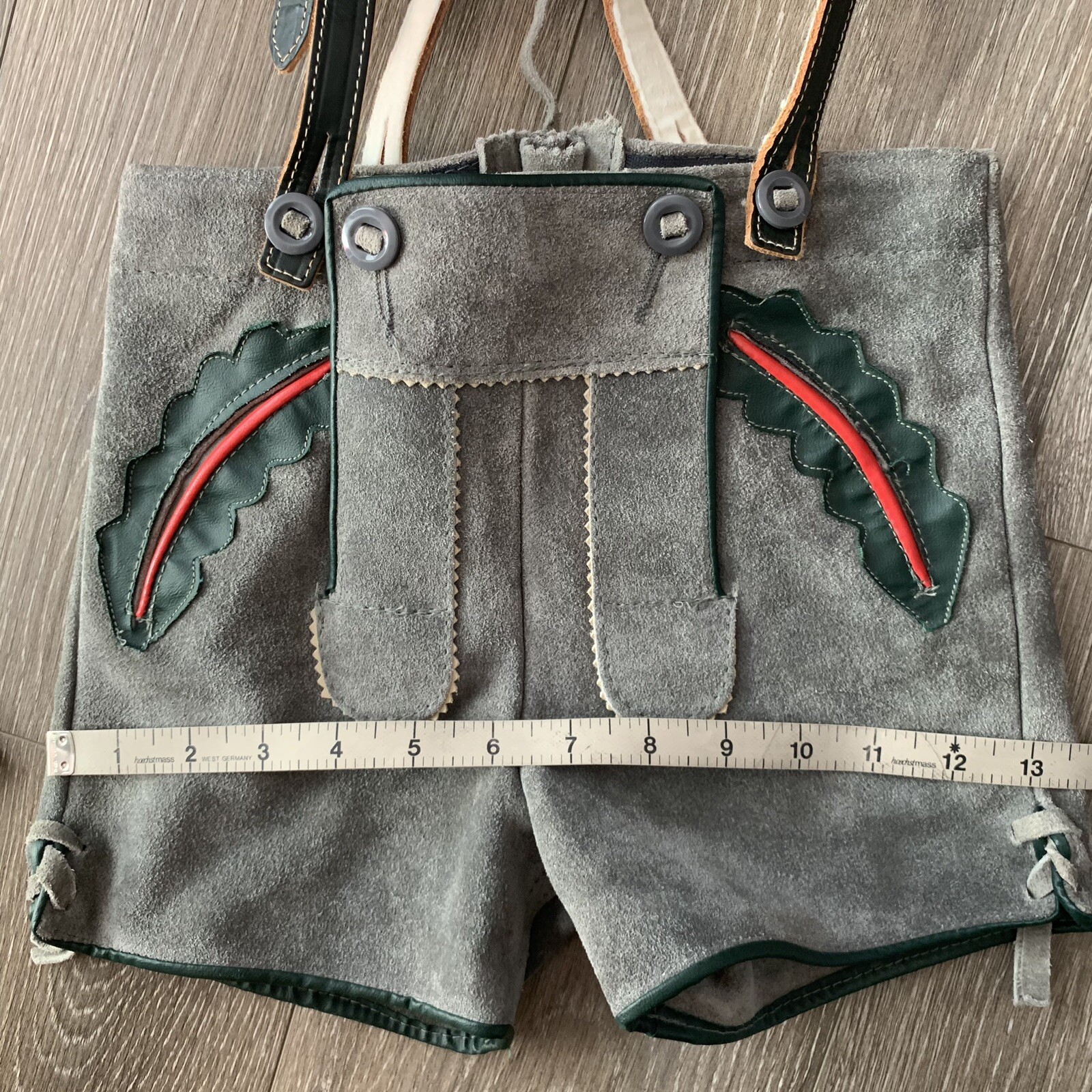 Vintage Kids Gray Suede Traditional Bavarian Lederhosen