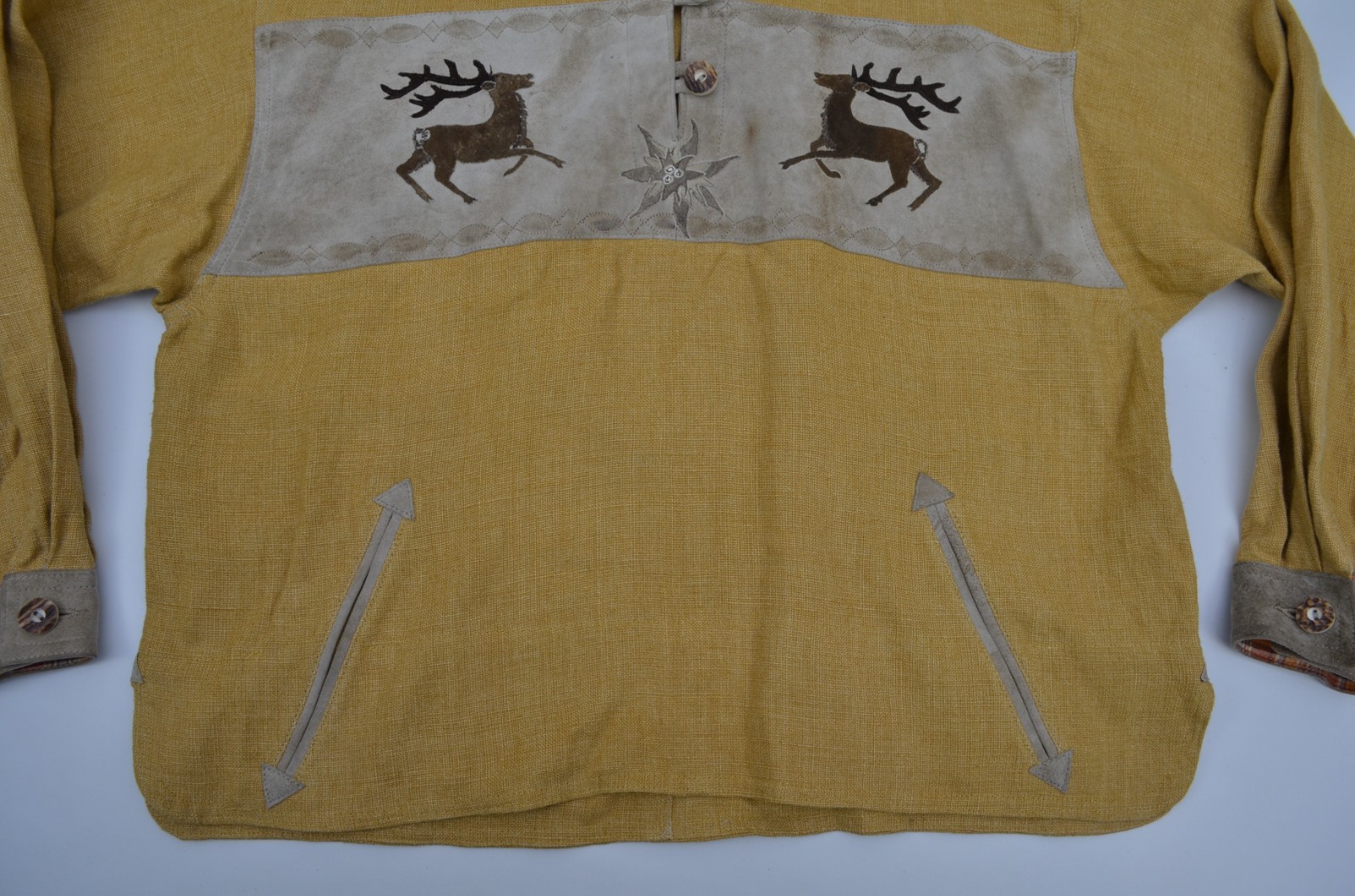 Vintage Meindl Traditional Bavarian Austrian Trachten Linen Shirt Size?