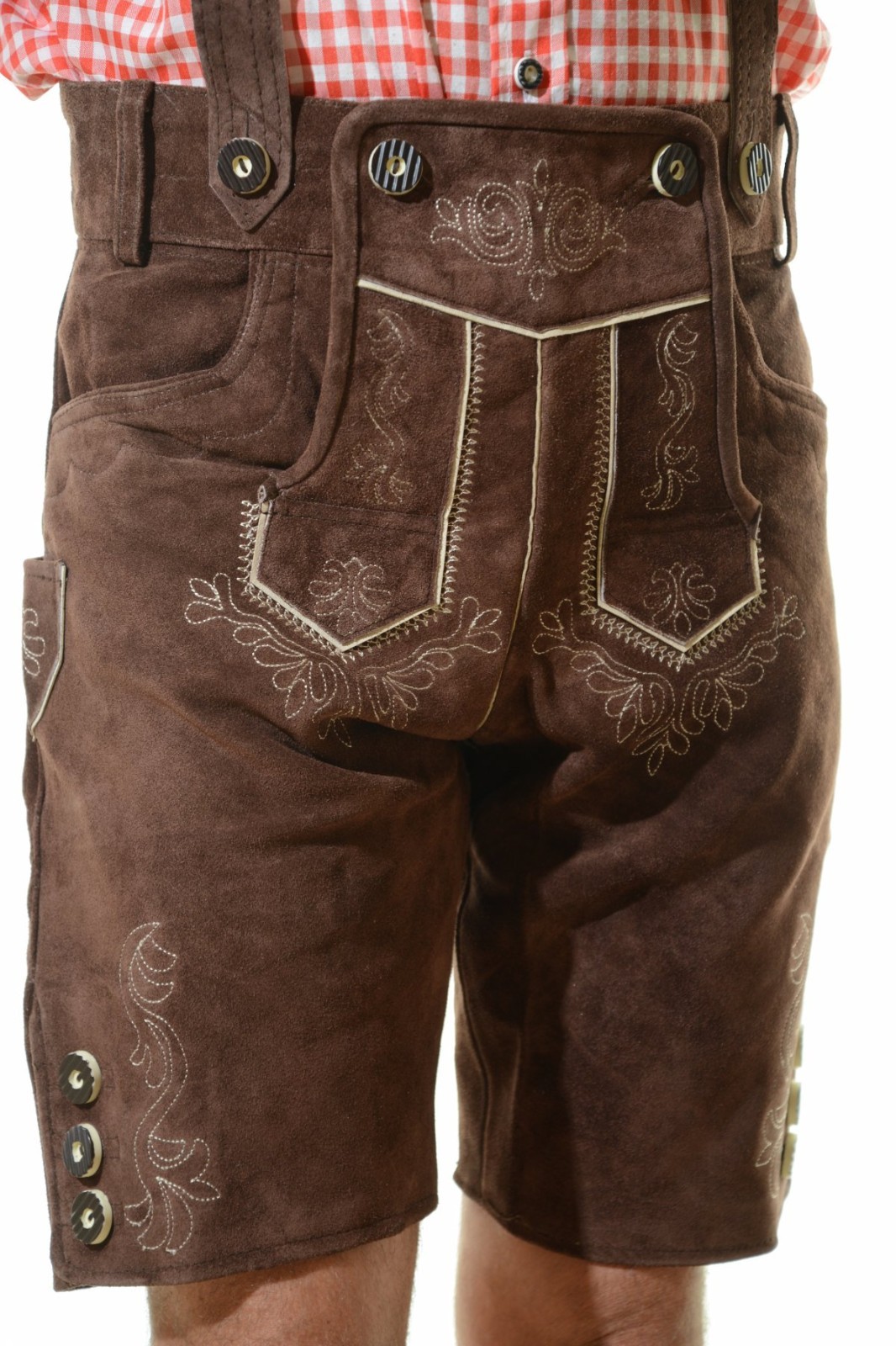 NEW Bavarian Oktoberfest Lederhosen Shorts Antique Brown Tracht #KAISER