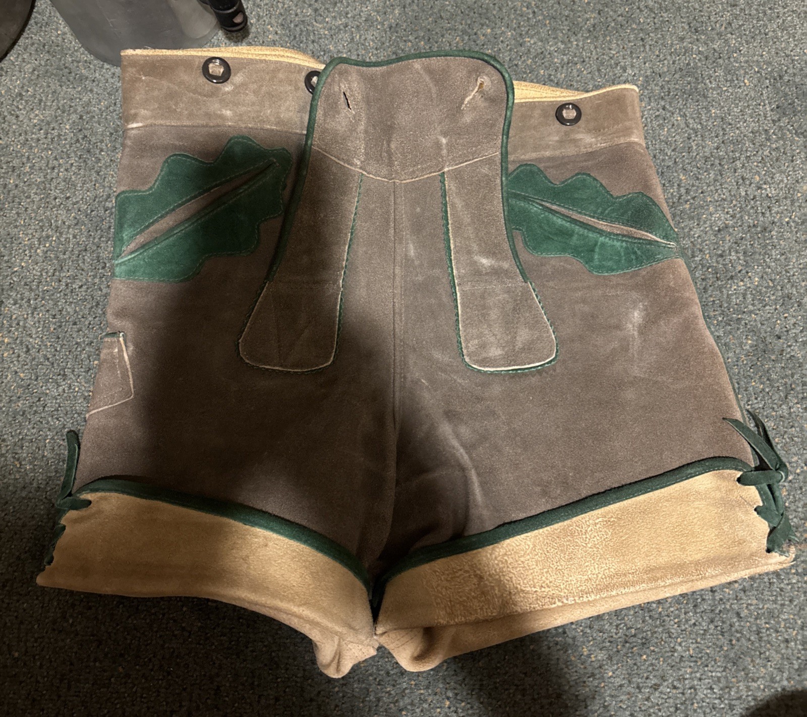 Vintage Suede Leather Traditional German Lederhosen Shorts 60s 70s