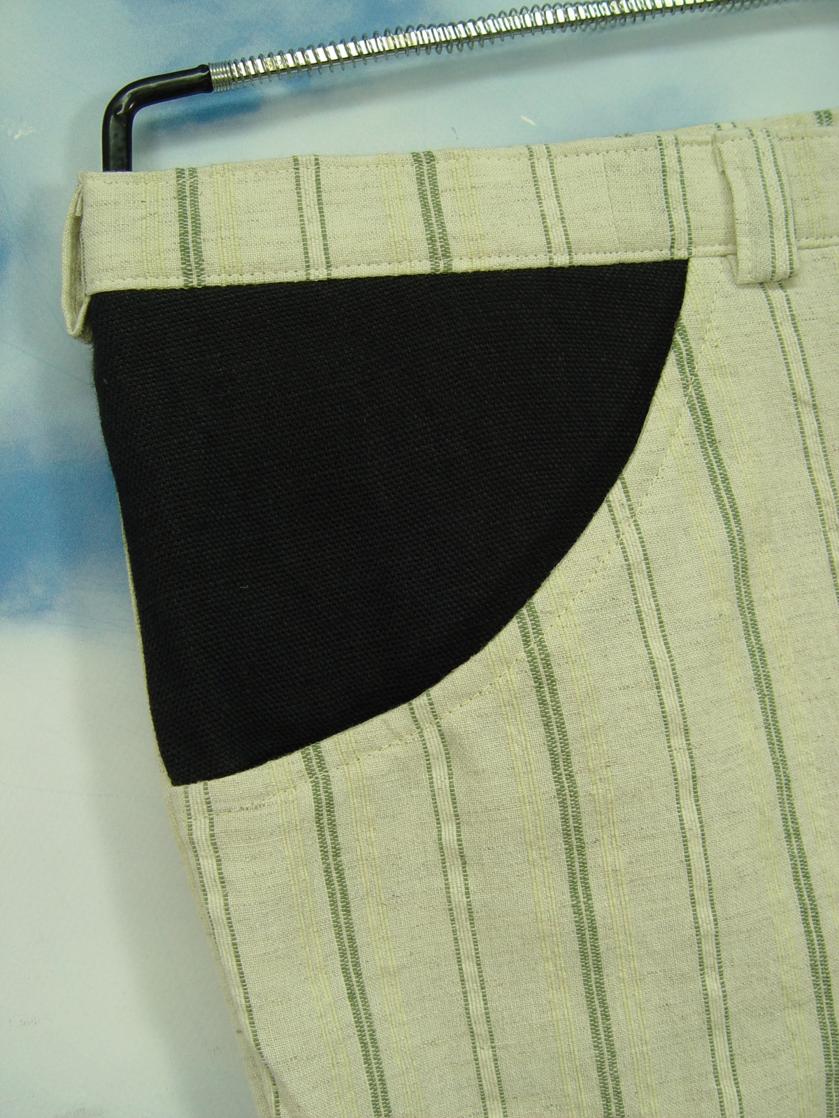 Upcycled pants men’s shorts striped linen short pants UCS007 size 54