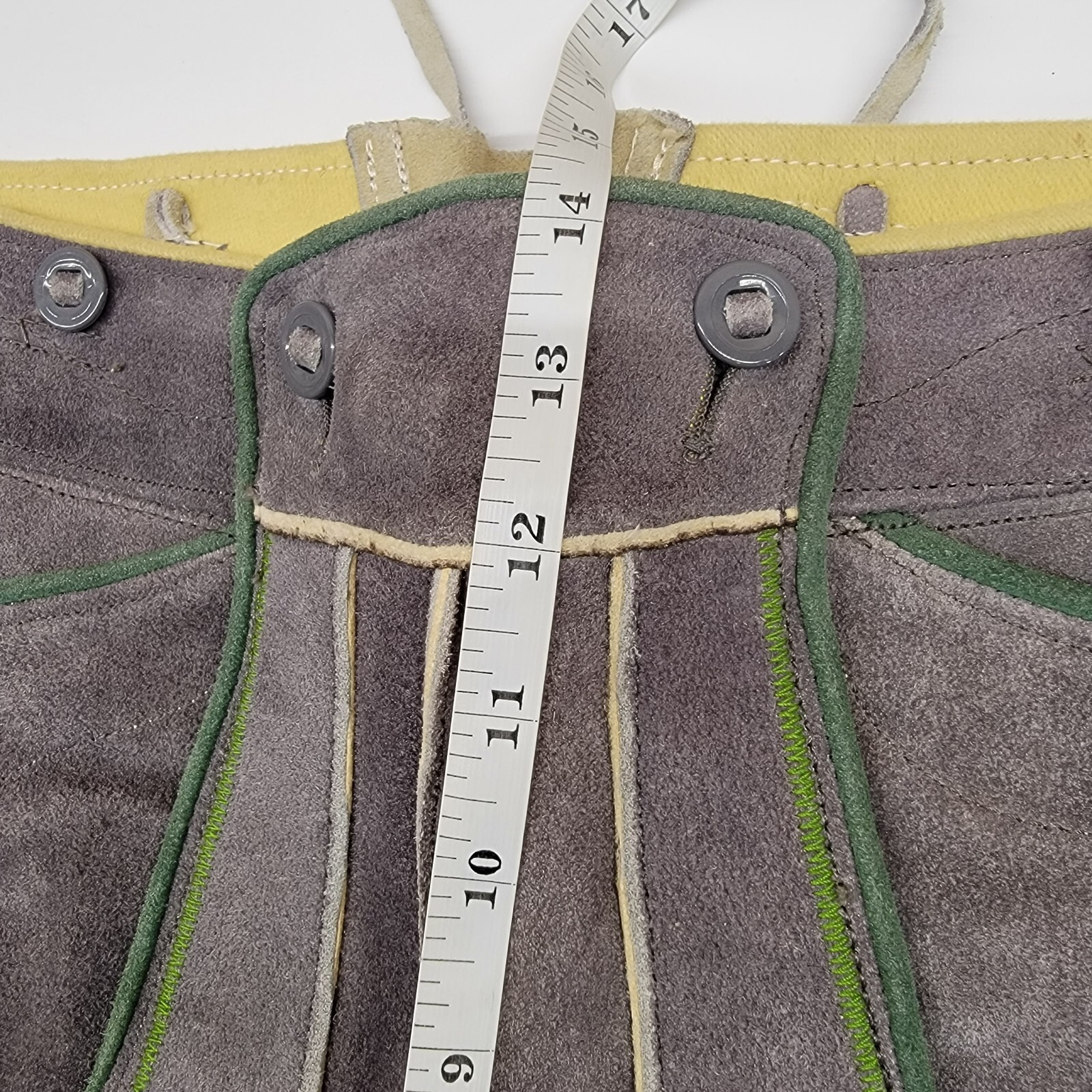 VTG Lederhosen Unisex Shorts Gray Flowers Genuine Leather Oktoberfest 30×16