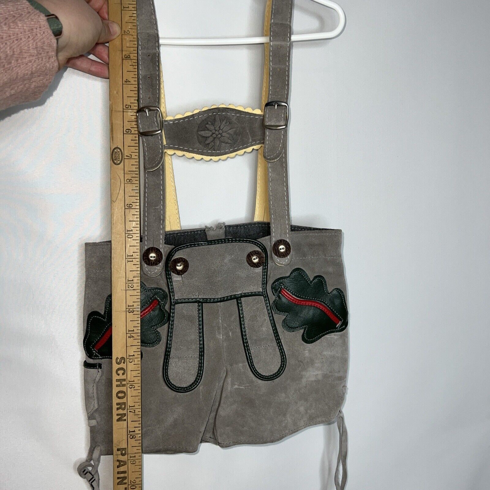 GERMAN LEDERHOSEN Childs Gray LEATHER SUEDE Trousers Oktoberfest Excellent