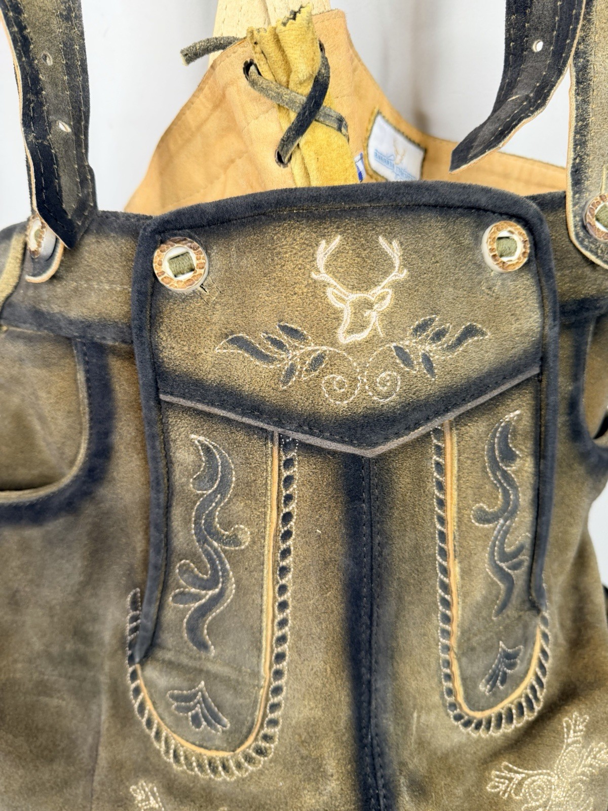 Bavaria Trachten Mens 42 Genuine Leather Light Brown Lederhosen Oktoberfest