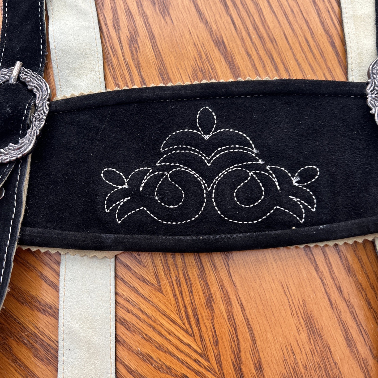 Men’s Genuine Leather Lederhosen Size 54 Black Bavarian Shorts And Suspenders