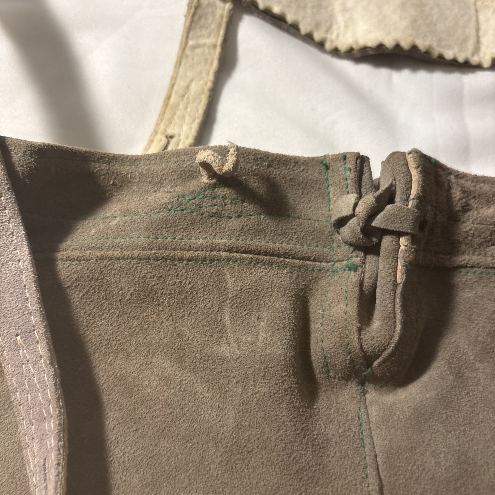 Vintage 3 German Lederhosen Shorts Suspender authentic Suede Leather Oktoberfest