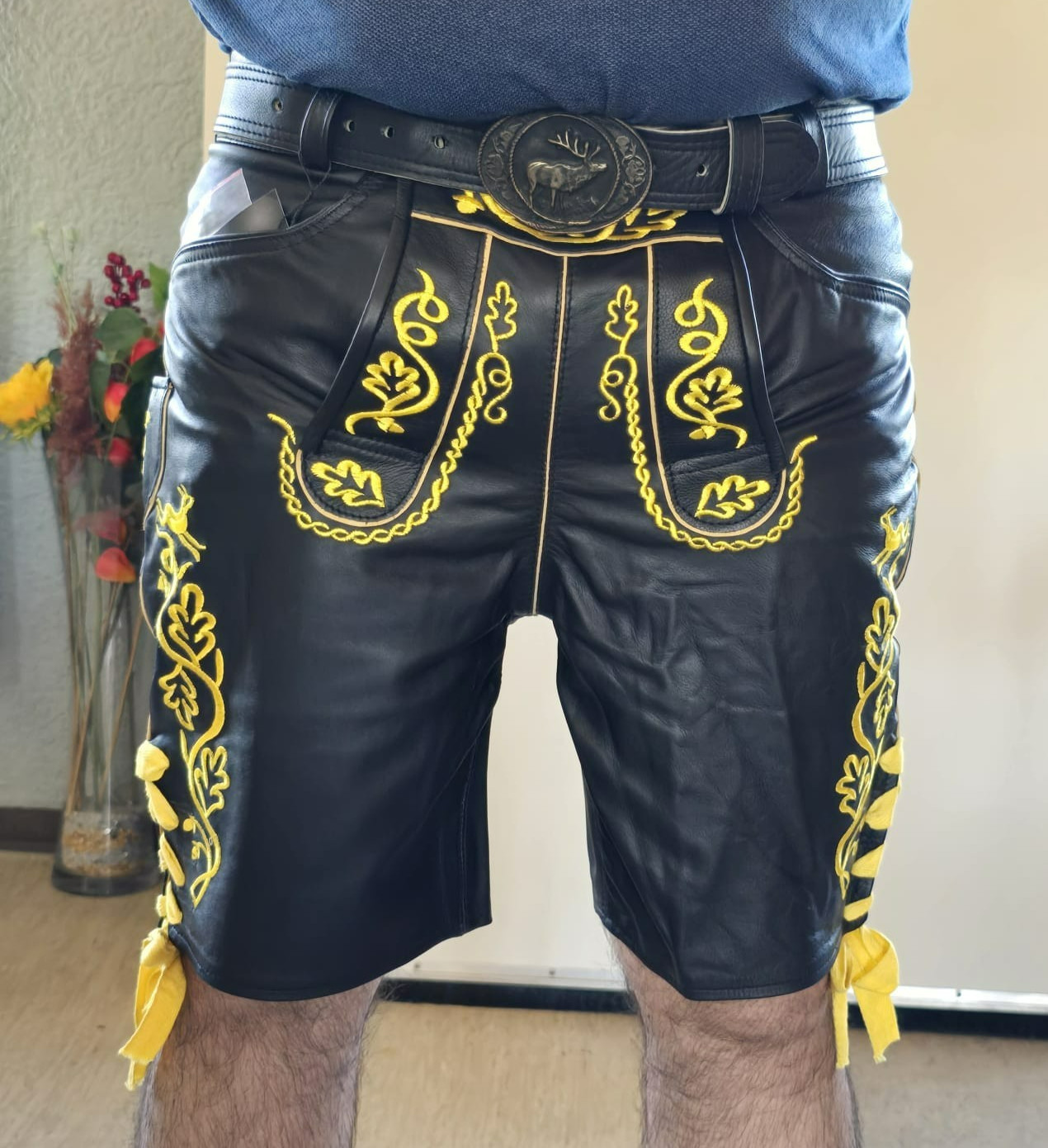Men’s costume Lederhosen Bavarian Lederhosen Nappa Lederhosen with belt size 46-64