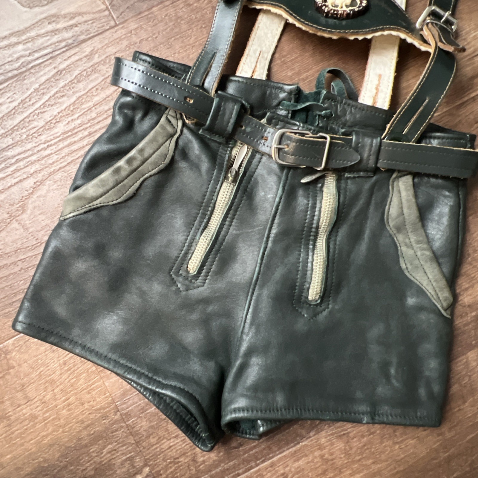 Lederhosen German Child Shorts Authentic Vintage Suede Leather German