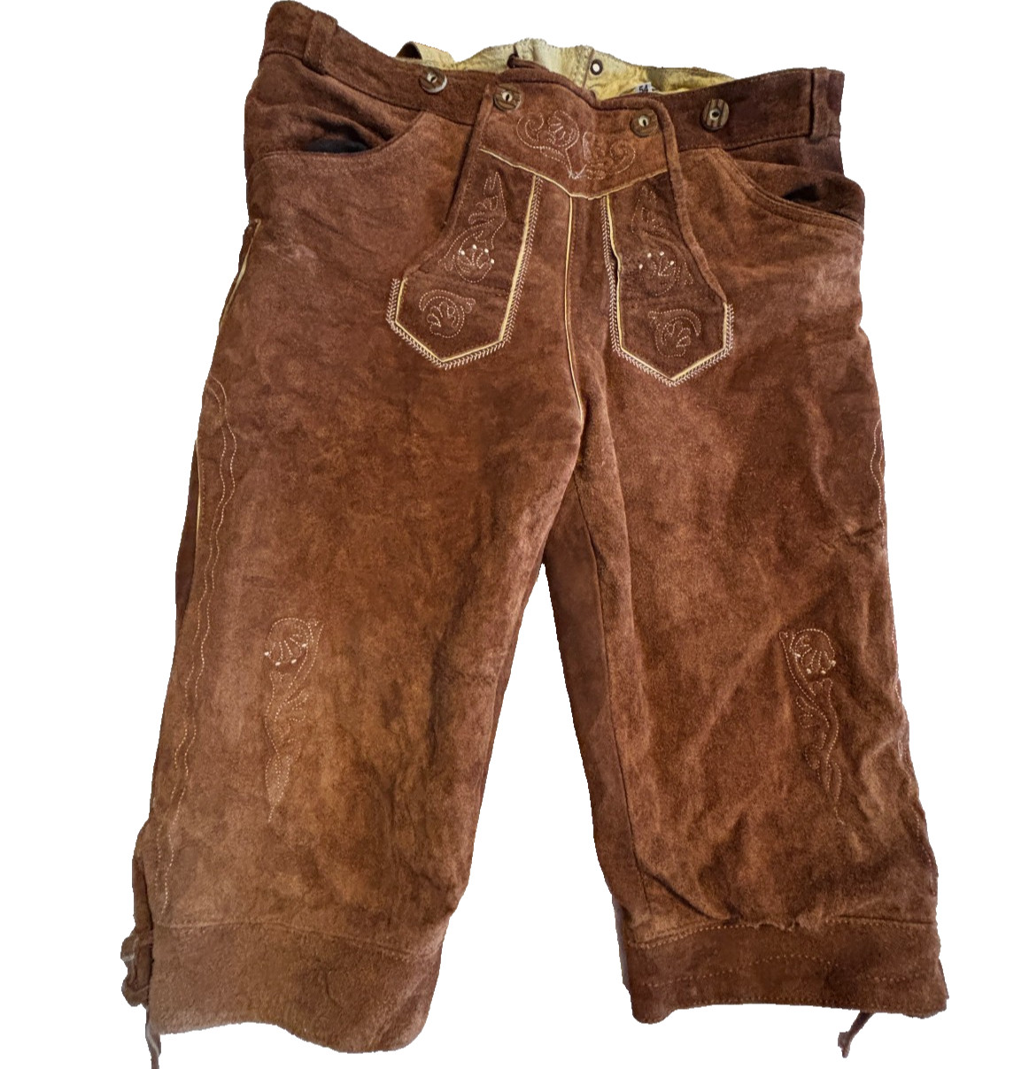 Bavarian Lederhosen Suede Leather German Oktoberfest Pants Authentic Men 54 / L