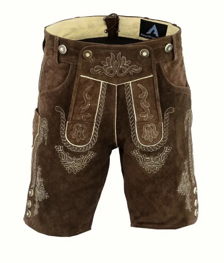 Authentic Bavarian Lederhosen Oktoberfest Costume Suede German Outfit
