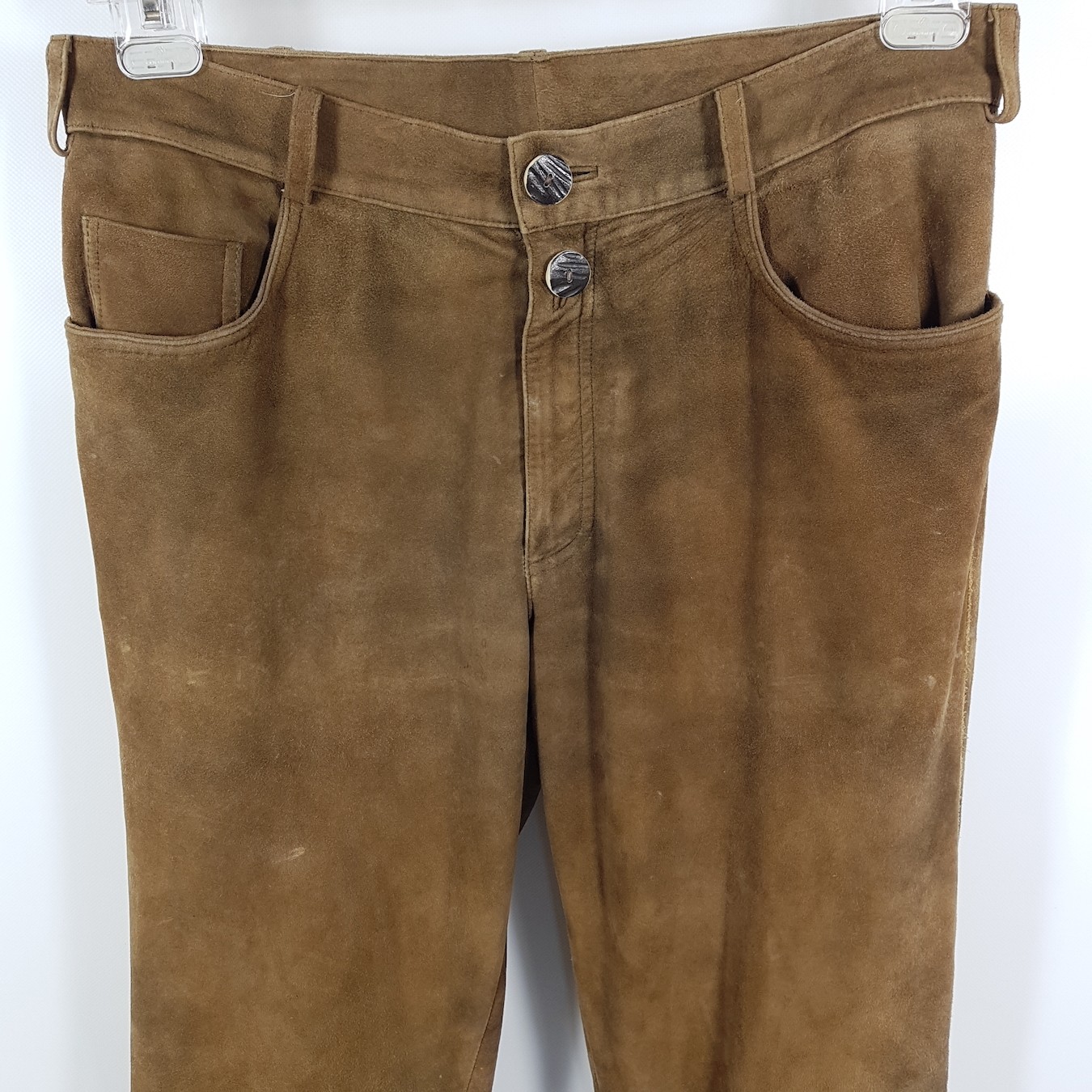 Spieth & Wensky Leather Trousers Mens Size 50 W33 L32 Brown Tapered Long Traditional Pants