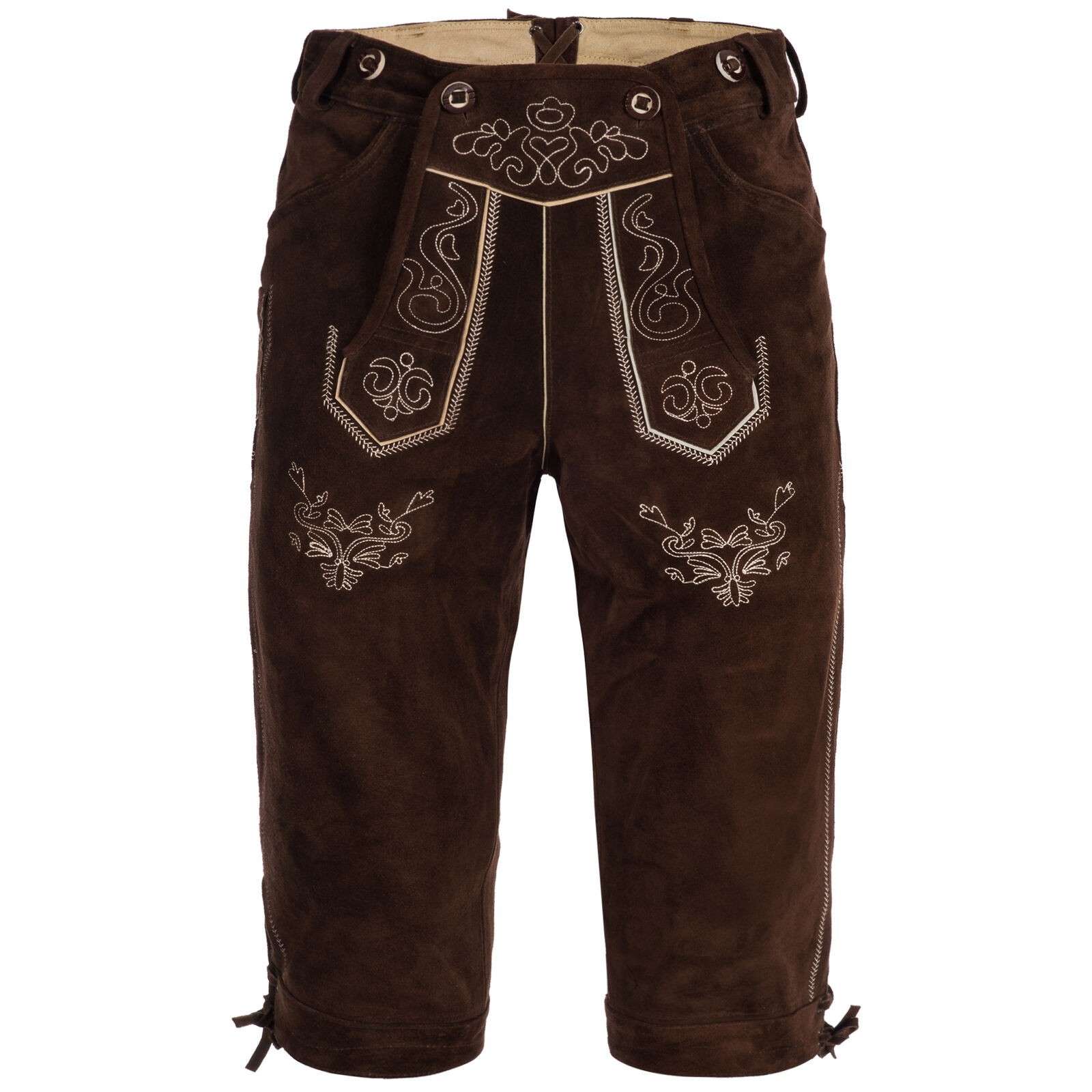 Noble House Men’s Traditional Leather Pants with Straps Suede Capri New