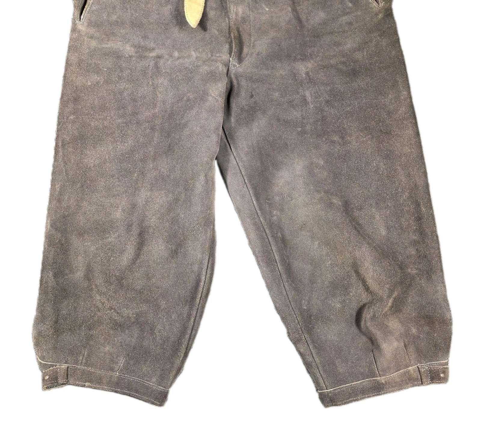 Vintage West Germany Suede Lederhosen Mens M (35) Gray Kniebundhosen Oktoberfest