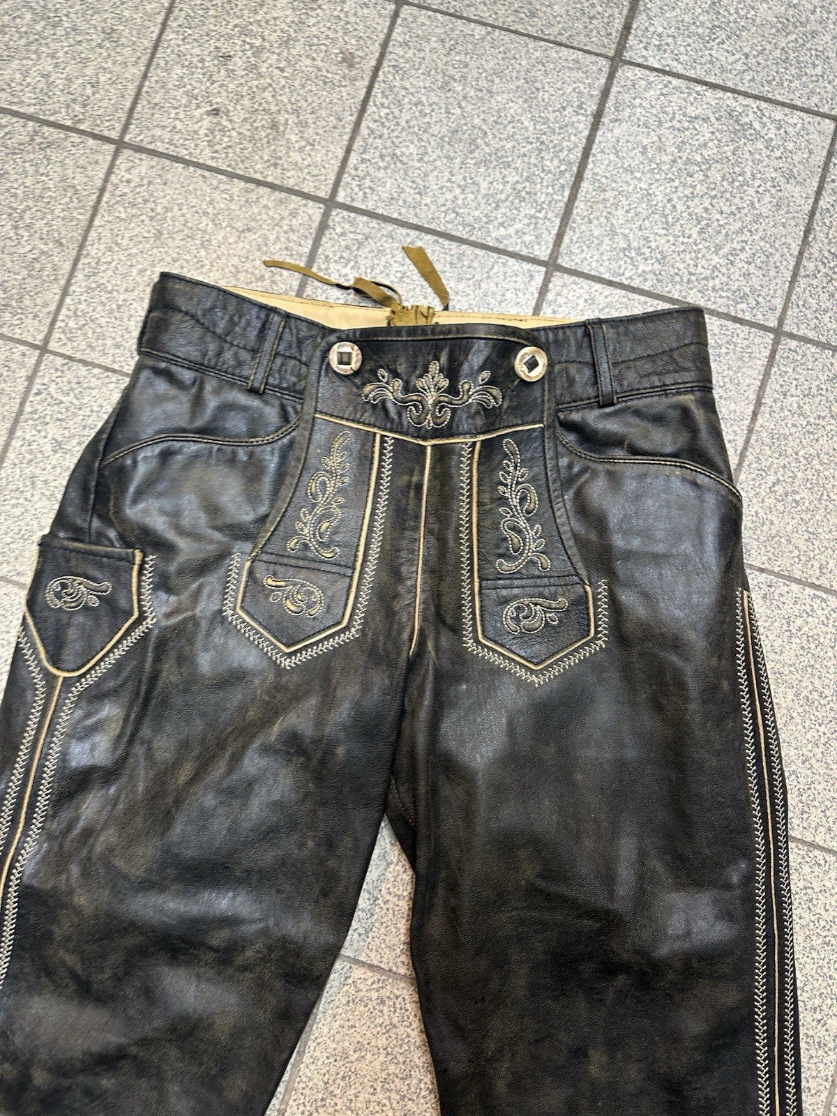 Country Maddox Leather Pants Three Quarter Knee Length Size 36 Brown Real Leather Excellent