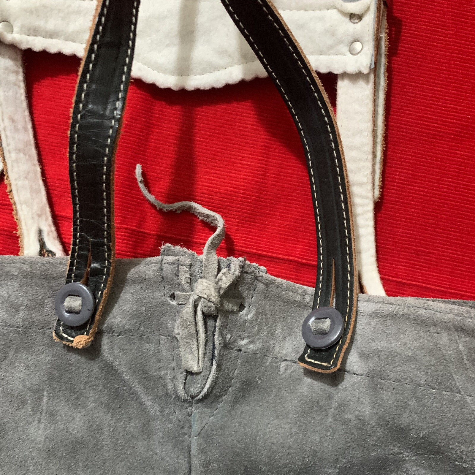 Vintage Kids Gray Suede Traditional Bavarian Lederhosen