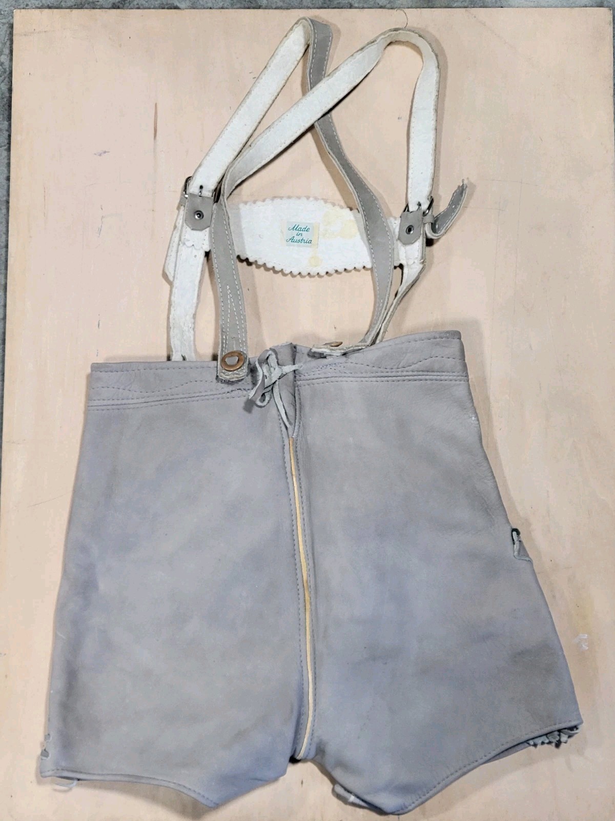 Vintage 1950s Boy’s Size 6 Lederhosen Leather Suede Austria Alpine Breeches