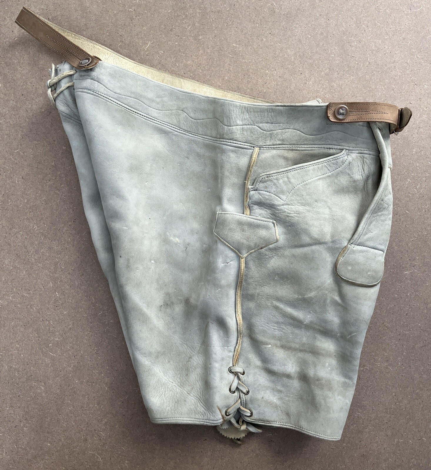 Vintage German Bergfreund Lederhosen Leather Shorts Pants Oktoberfest Retro
