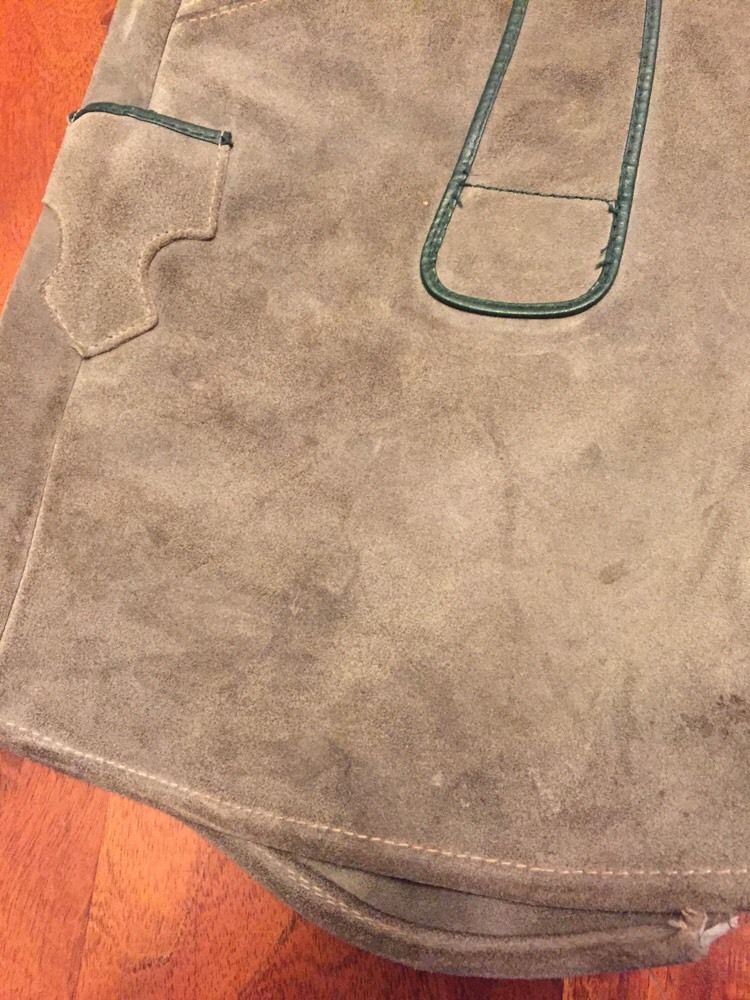 Vintage German Lederhosen Leather Suede Mens Boys Hunter Green Shorts (LS)