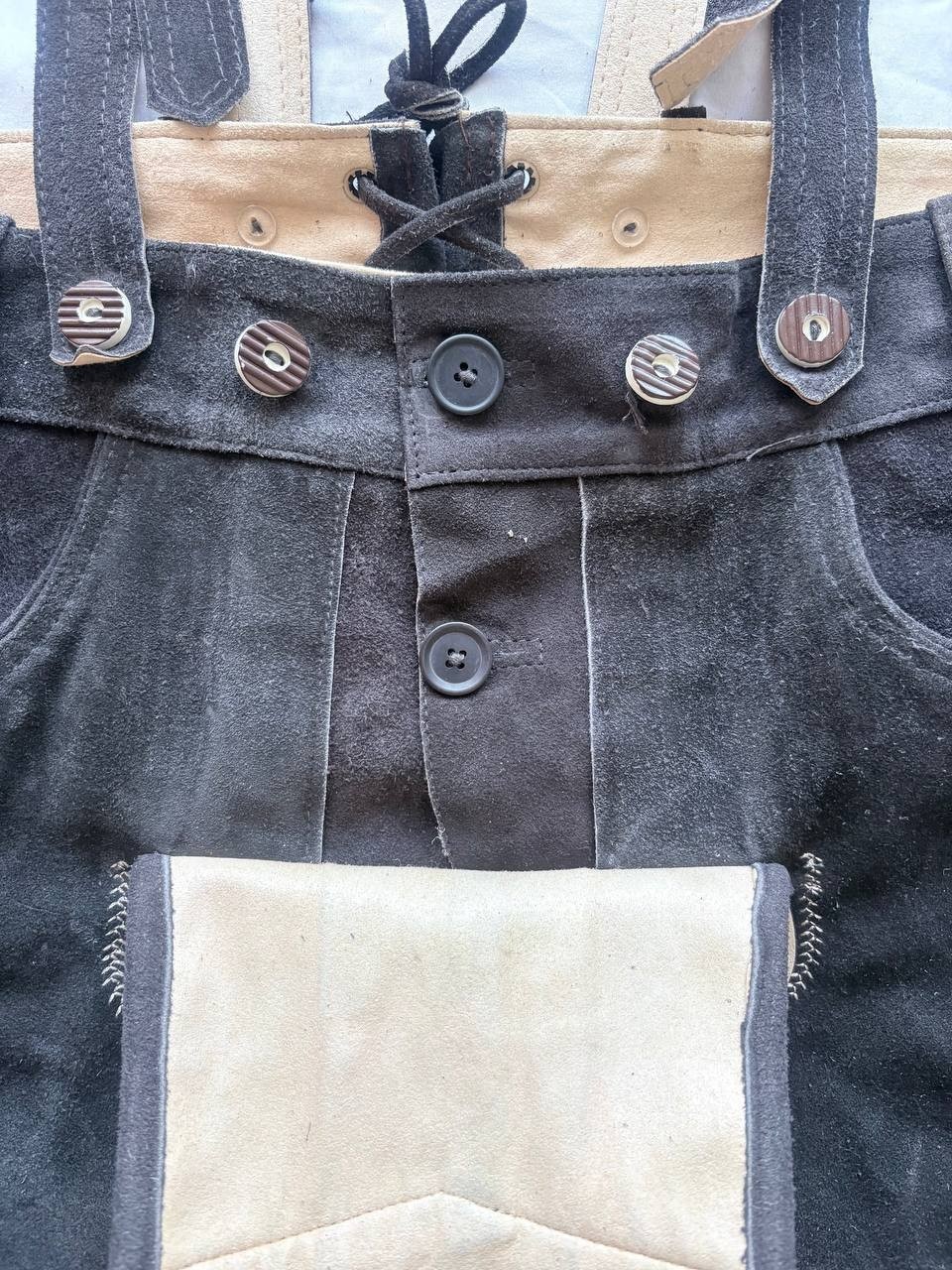 GONSER Mens Lederhosen Shorts Suspenders Set Trachten Sz 52 US 37 Genuine Suede