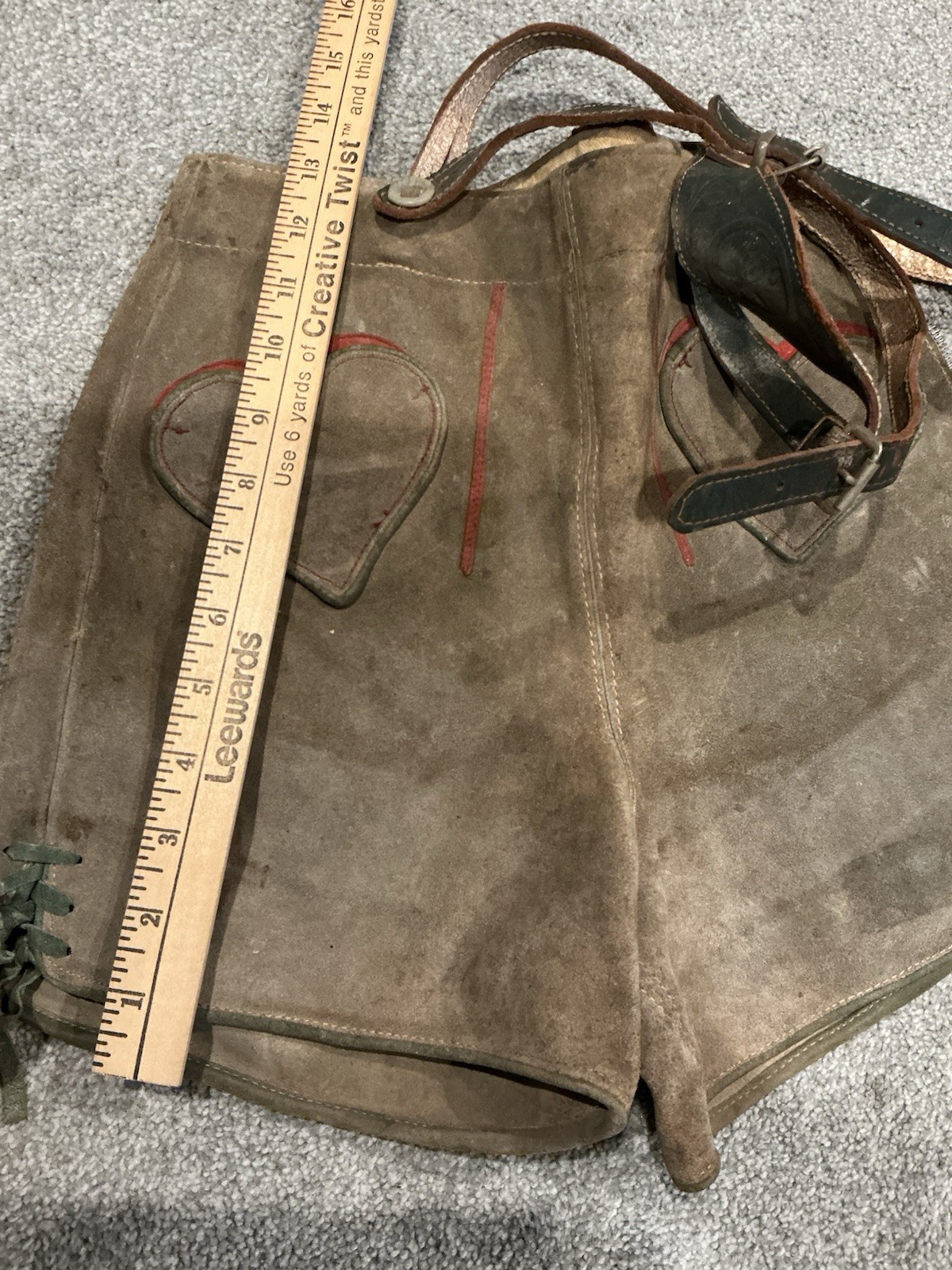 2 1960’S Vintage Suede Leather Lederhosen Suspender Shorts
