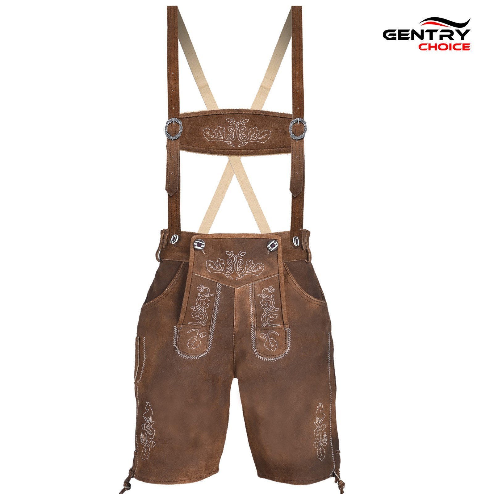 Men Authentic Suede Lederhosen Hogen Bavarian Leather Shorts Oktoberfest Costume