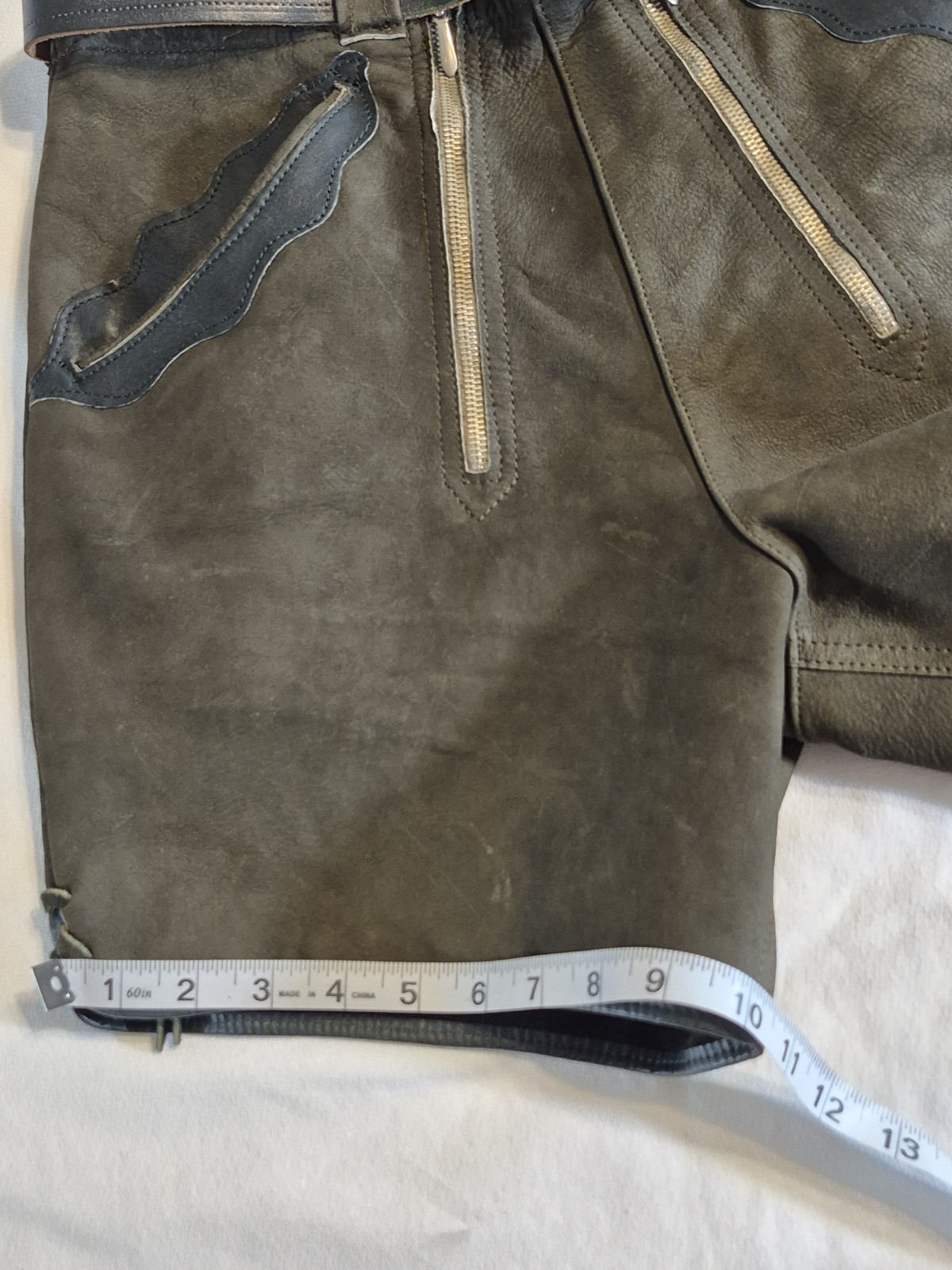 Vintage German Leather Lederhosen Breeches Green Black Octoberfest