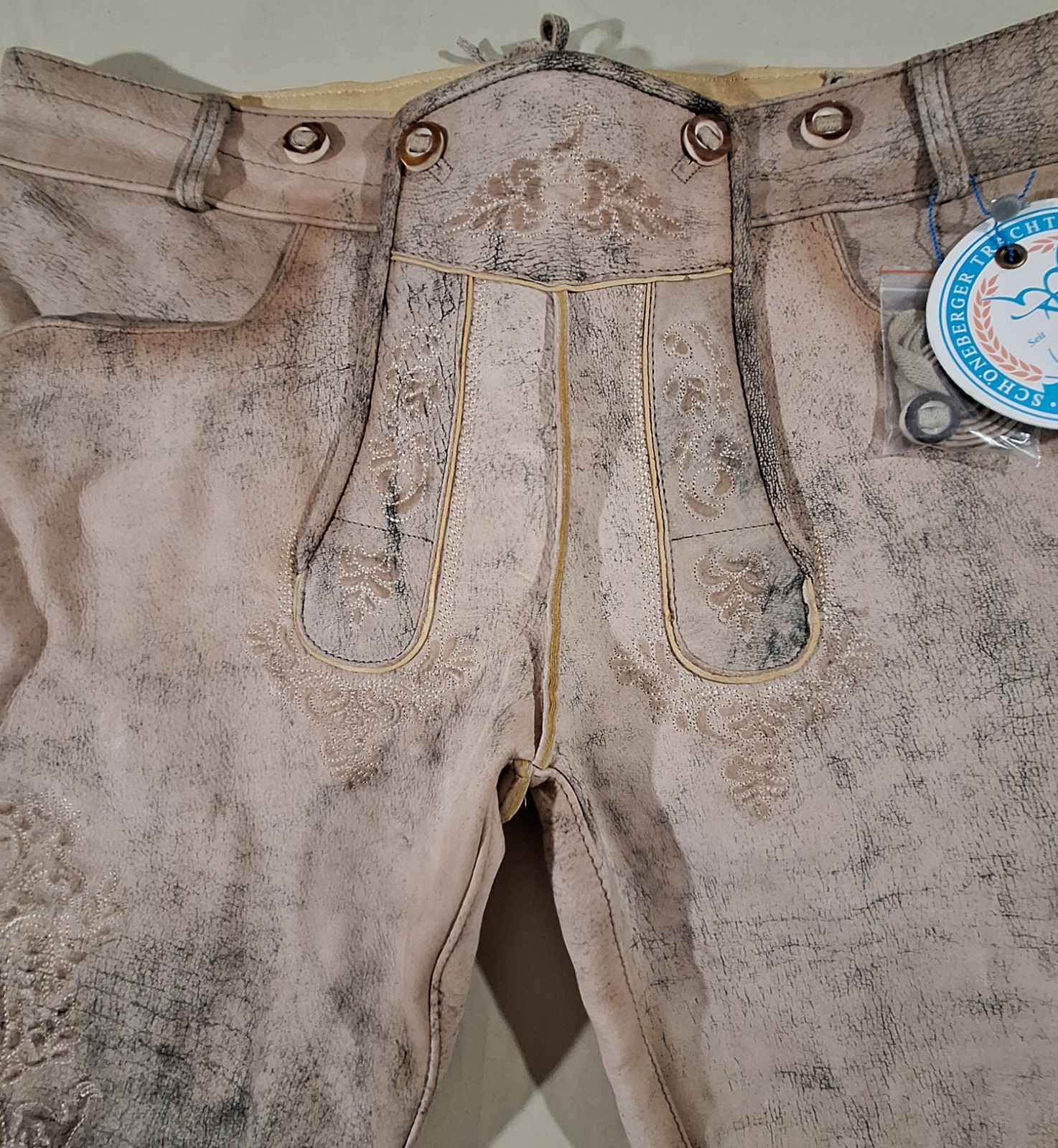 NWT Schoenberger Lederhosen Leather Shorts Oktoberfest Bavarian Alpine Trachten