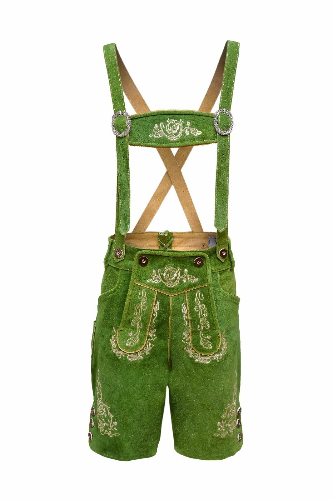 Mens Bavarian LEDERHOSEN Oktoberfest Real Leather with Matching Suspenders Short